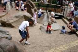 Kids playing in a big sandbox