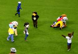 The half-time show included a soccer game between mascots