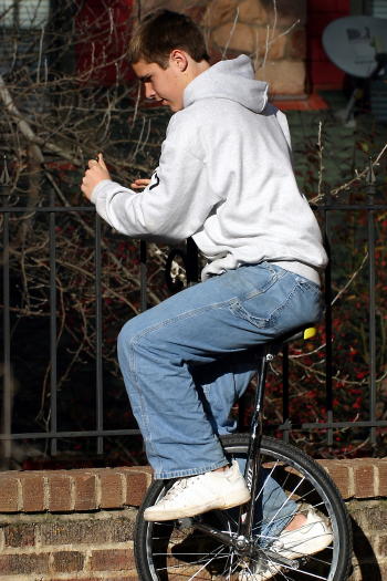 John is pretty good on the unicycle!
