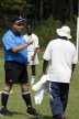 Ref talks to the Kickers coach