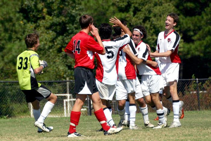 Celebrating the goal