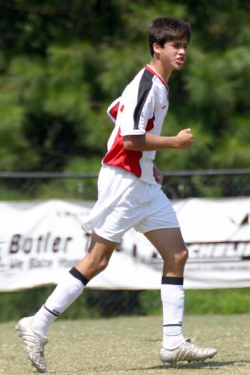 Ben celebrates after scoring the first goal