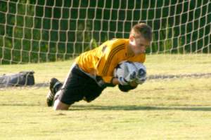 Billy makes a save