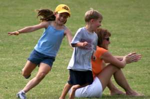 The Lavery family's traditional half-time game of duck-duck-goose