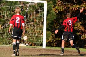 A goal goes in the net