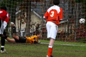 Billy made an amazing PK save, but it was called back and they scored on the do-over