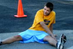 Warming up for his first 5 Mile high-altitude run - click any image for a larger view