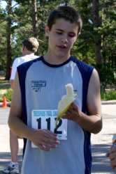 He fuels up on bananas and energy drinks