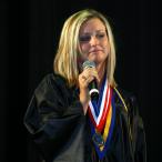 A young lady sings